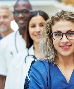 The medical team standing in a hospital